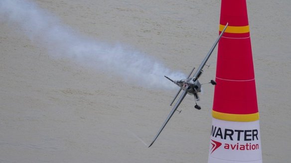 Hannes Arch of Austria performs during the fourth stage of the Red Bull Air Race World Championship in Budapest, Hungary on July 17, 2016.